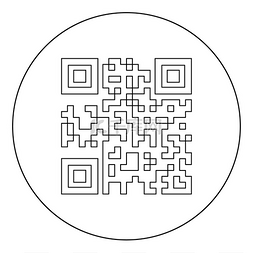 电话图片_圆形或圆形矢量插图中的 QR 码图