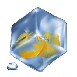 大冰块冰块图片_大冷冰块中的小冷冻柠檬块与闪亮