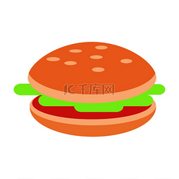 餐单背景图片_汉堡肉和沙拉平面样式矢量图标隔