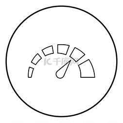 圆形轮廓中的车速表图标黑色