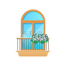 带阳台的房子图片_带窗户和栅栏栏杆或栏杆的阳台，