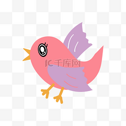 紫色红色卡通可爱小鸟