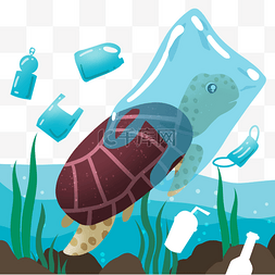 海龟无法生存阻止海洋塑料污染