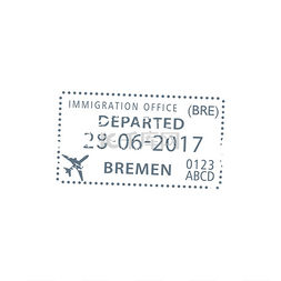 德国标志图片_不来梅机场签证盖章矢量离开标志