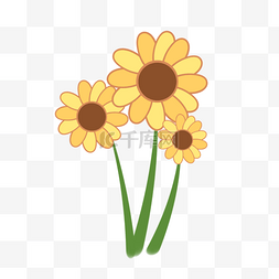 黄色水彩花卉矢量图片_卡通可爱的向日葵