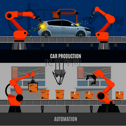 汽车广告素材图片_自动化水平横幅设置汽车生产符号