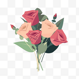 一束玫瑰花平面卡通