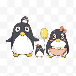 一家三口动物图片_亲子动物企鹅