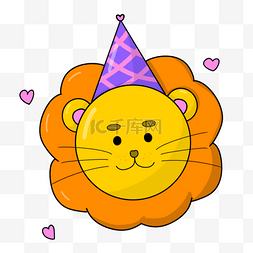可爱狮子头像卡通生日剪贴画