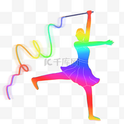 彩色喷溅油漆素材图片_女性艺术体操运动抽象