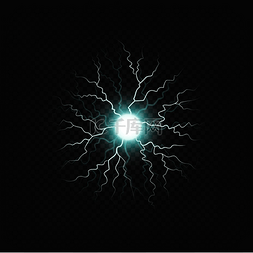 爆炸光效图片_用于科学或魔法的带电球闪电插图