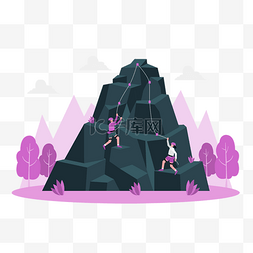 体育图片_爬山运动概念插画两个户外攀岩运
