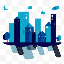 紫色城市背景图片_城市建筑景观抽象现代商务蓝色