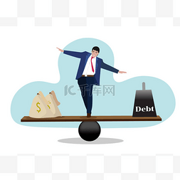 平衡商人的收入和债务商业理念。