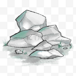水墨古风岩石石头