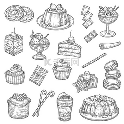 饼干芝士蛋糕图片_甜食的蛋糕和糕点甜点草图矢量蛋