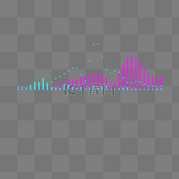 数据分析png图片_紫色赛博朋克霓虹音量波浪数据分