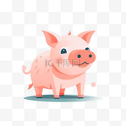猪猪可爱图片_可爱卡通手绘免扣动物扁平插画素