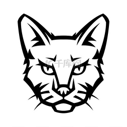 猫咪耳朵图片_吉祥物风格的猫头家畜的插图或图