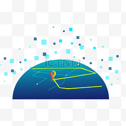 科技感地图路线导航规划定位