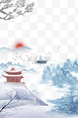 中国风海报蓝色图片_蓝色中国风边框