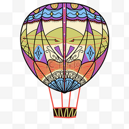 篮子矢量图图片_热气球曼陀罗涂鸦绘画
