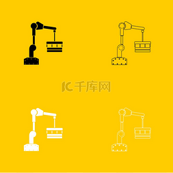 机器人手操纵器黑色和白色设置图