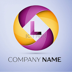 品牌理念图片_字母 L 矢量标志符号在多彩的圈子