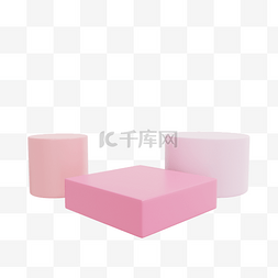 台阶图片_3DC4D立体促销粉色展台
