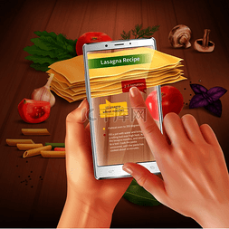 产品应用图图片_智能手机增强虚拟现实触摸屏烹饪