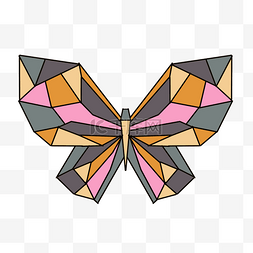 多彩抽象立体图片_抽象多彩拼接立体几何蝴蝶