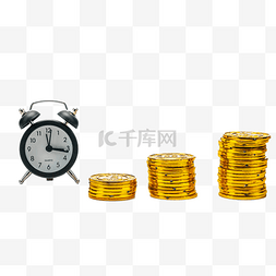 时间金钱图片_金融金币和闹钟