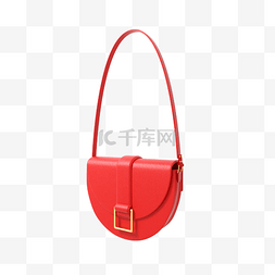 牛皮手拎包图片_3D时尚红色女包挎包拎包C4D