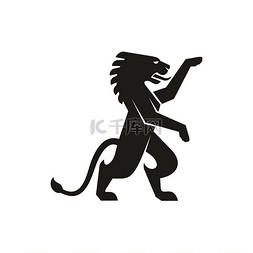 黑色龙纹身图片_狮子或飞马座动物的独立纹章符号