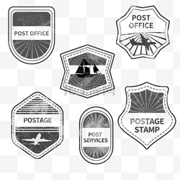 国家图标图片_邮戳邮票组合旅行复古样式