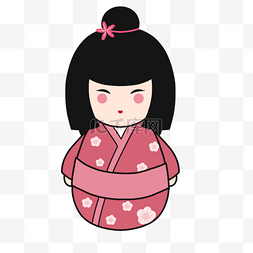 日本插画娃娃图片_木芥子卡通日本娃娃粉色漂亮
