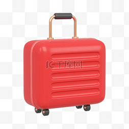 C4D立体红色行李箱