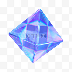 几何漂浮元素图片_3D玻璃几何炫彩菱形