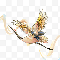 仙鹤鹤动物鸟类水彩