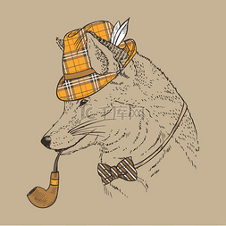 手狐狸用烟管绘制的的肖像