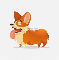 吉祥物设计狗图片_快乐的微笑威尔士科基犬狗性格吉