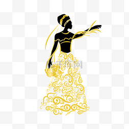 女装连衣裙海报艺术字图片_新娘抽象金色女性婚纱