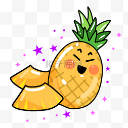 卡通菠萝背景图片_卡通可爱水果贴纸表情菠萝