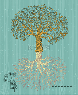 影楼模板宣传单图片_与根粗糙的背景树。植树节