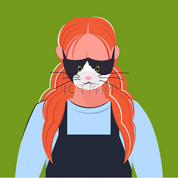 猫猫脸图片_妇女 戴防护面具 与 猫 脸 烟雾 空