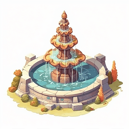 一个欧式豪华喷泉