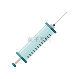 疫苗保障图片_扁平式注射矢量注射器。