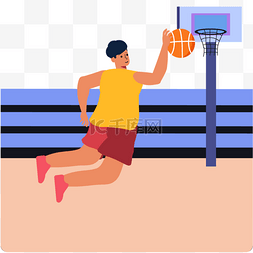 体育图片_篮球灌篮运动人物插画