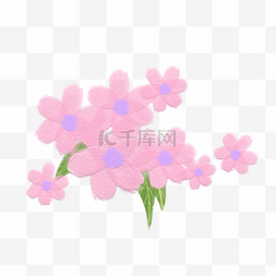 花朵粉色小清新图片_小清新油画棒水粉花卉花朵粉色