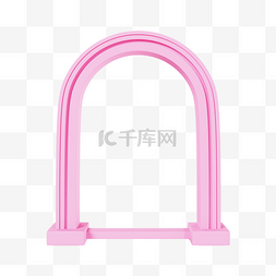 拱门图片_3D立体C4D粉色拱门边框展台